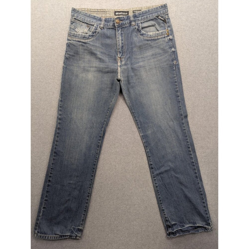 Ecko Unltd Straight Fit Jeans Mens 36x32 Blue Medium Wash Straight Leg Denim